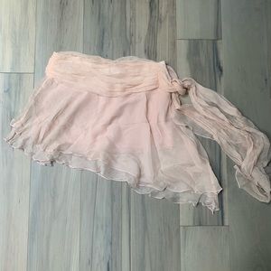 Sheer, pale pink mini skirt. Size XS.